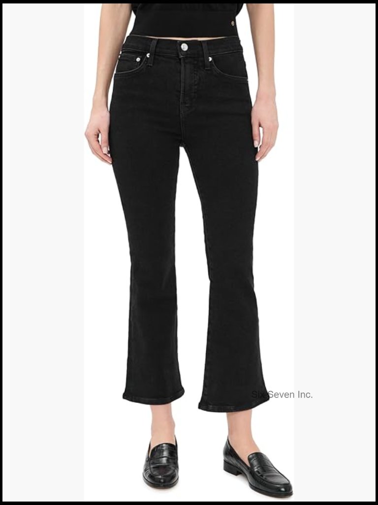 Stretch Flare Crop Jeans Mid-Rise 26in Inseam 5-Pocket